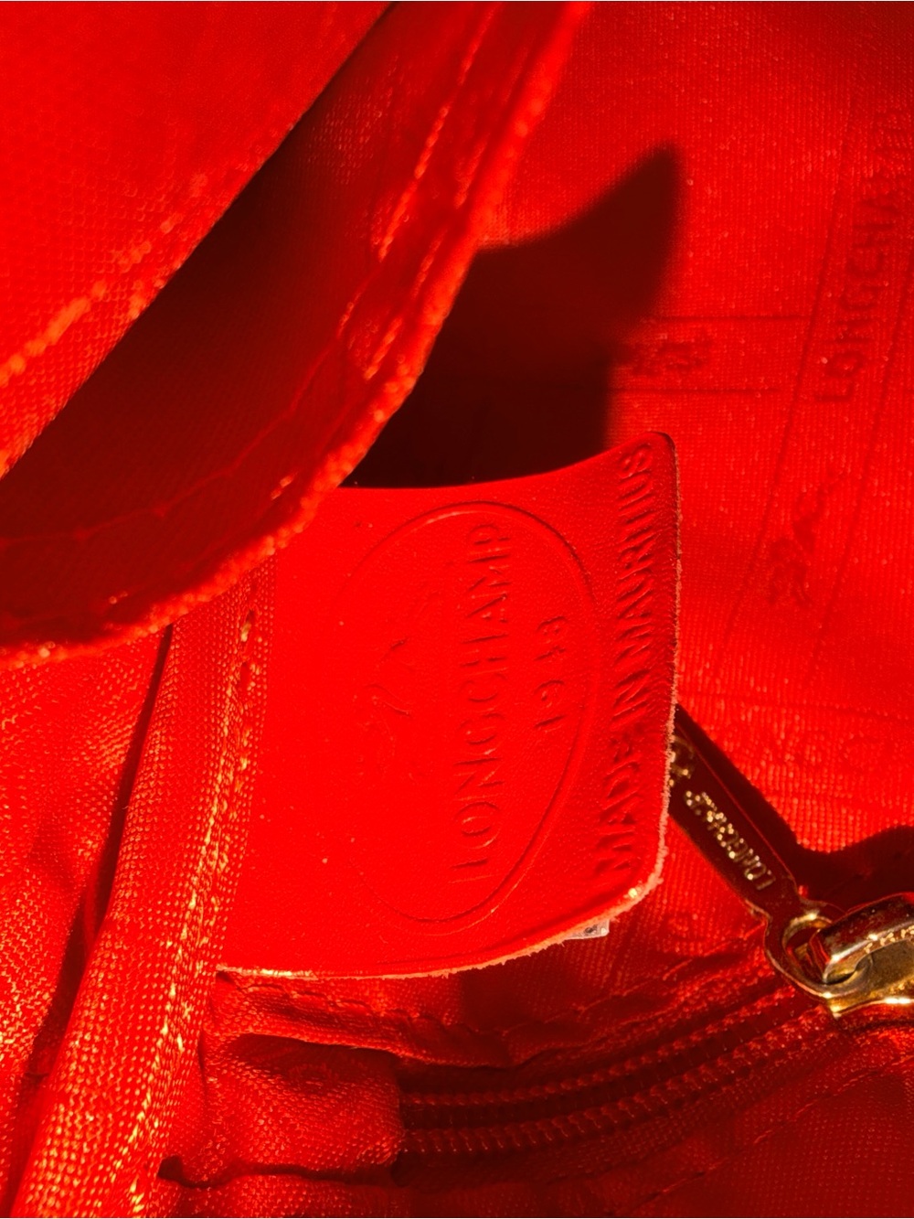 Longchamp Beige and Red Leather Satchel Handbag - Picture 12 of 14